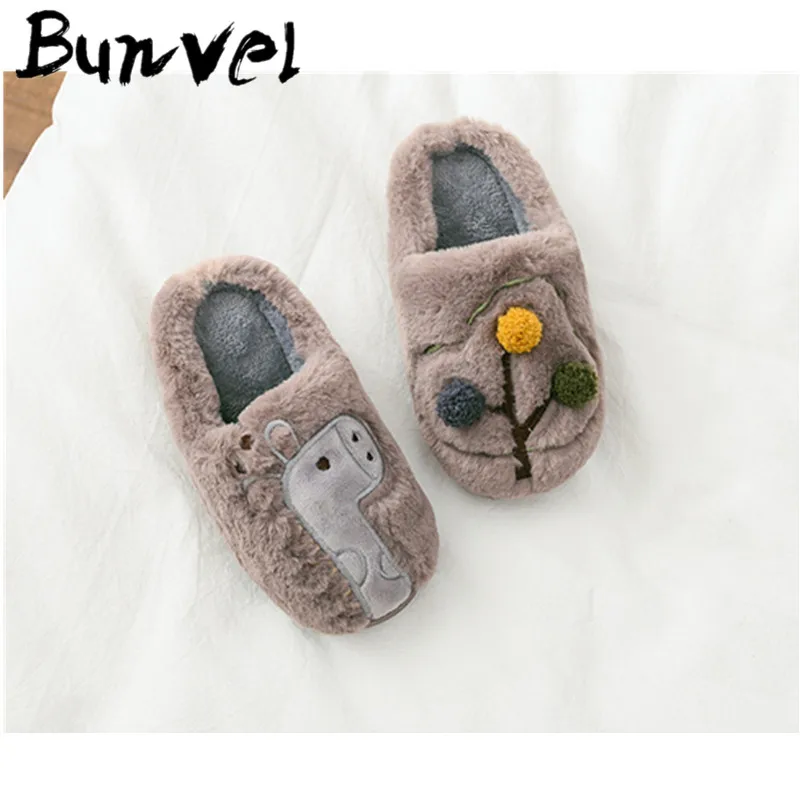 Серый Bunvel/зимние детские тапочки; домашние тапочки с героями мультфильмов; детская обувь для спальни; тапочки для новорожденных девочек и мальчиков; нескользящие - Цвет: Серый