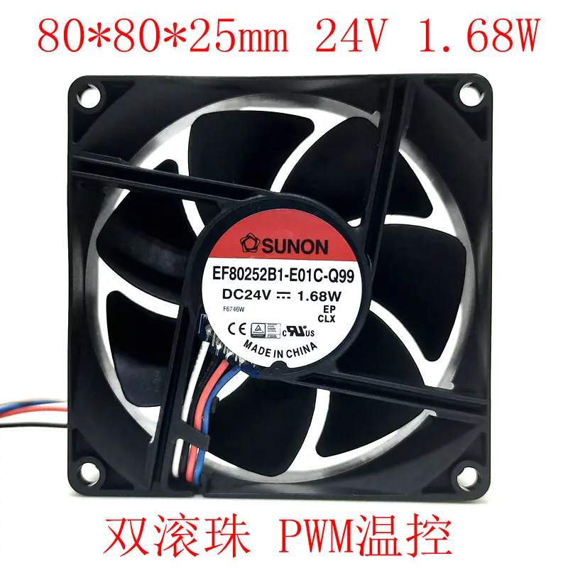 FOR SUNON EF80252B1-E01C-Q99 8025 24V 1.68W 4WIRE Cooling Fan HZDO 80MM 8CM PWM