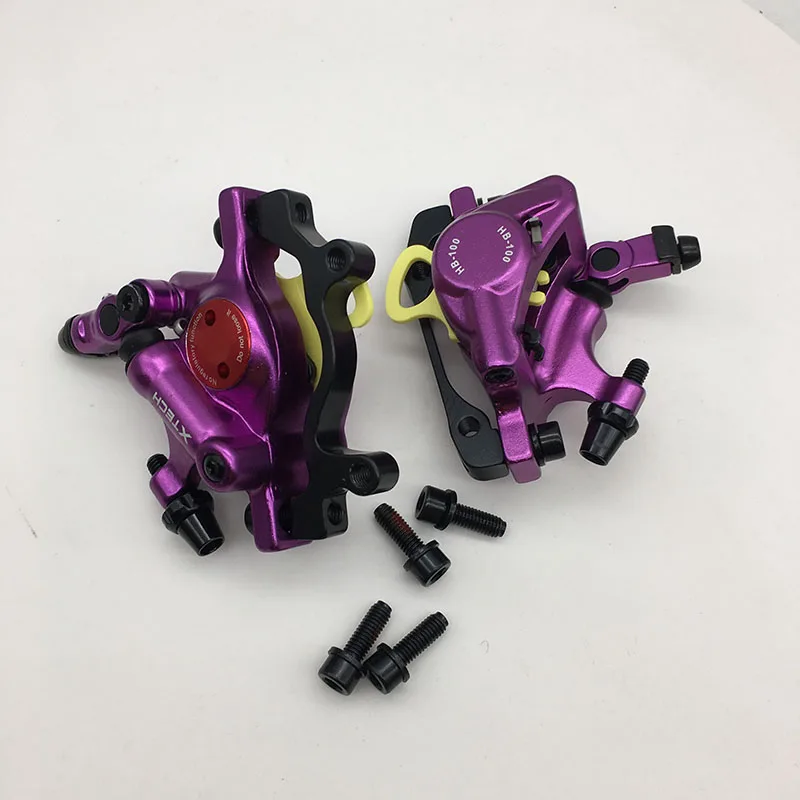 purple pair n rotor Zoom HB-100 MTB велосипед тормоза HB100 велосипед электрический велосипед тормоза суппорт с роторами части велосипеда гидравлический поршень двухсторонний тормоз - Цвет: purple pair n rotor