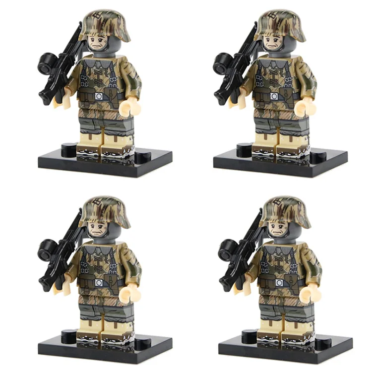 WW2 военная армия солдат фигурки строительные блоки Minifigs армейский солдатский шлем оружие шарф аксессуары Кирпичи игрушки для детей - Цвет: D5-4PCS