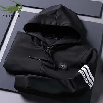 

CARTELO men's coat autumn new casual wild sports fashion striped hoodies comfortable men's long sleeve