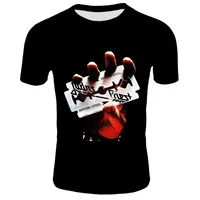 Fashion Men Black Tshirt Punk T Shirt Guns N Roses T-Shirt Heavy Metal Tops 3D Gun Rose Print Dress Hip Hop Casual Men's T-shirt