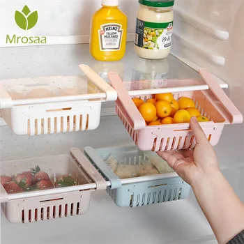 

Fridge Freezer Shelf Holder Pull-out Drawer Organiser Space Saver Kitchen Organizer Adjustable Kitchen Refrigerator Storage Rack