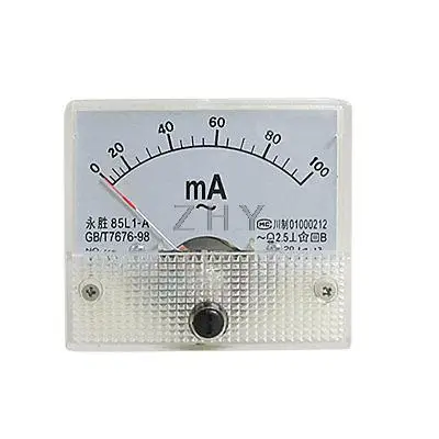 

85L1-A AC 0-100mA Rectangular Analog Panel Ammeter Gauge