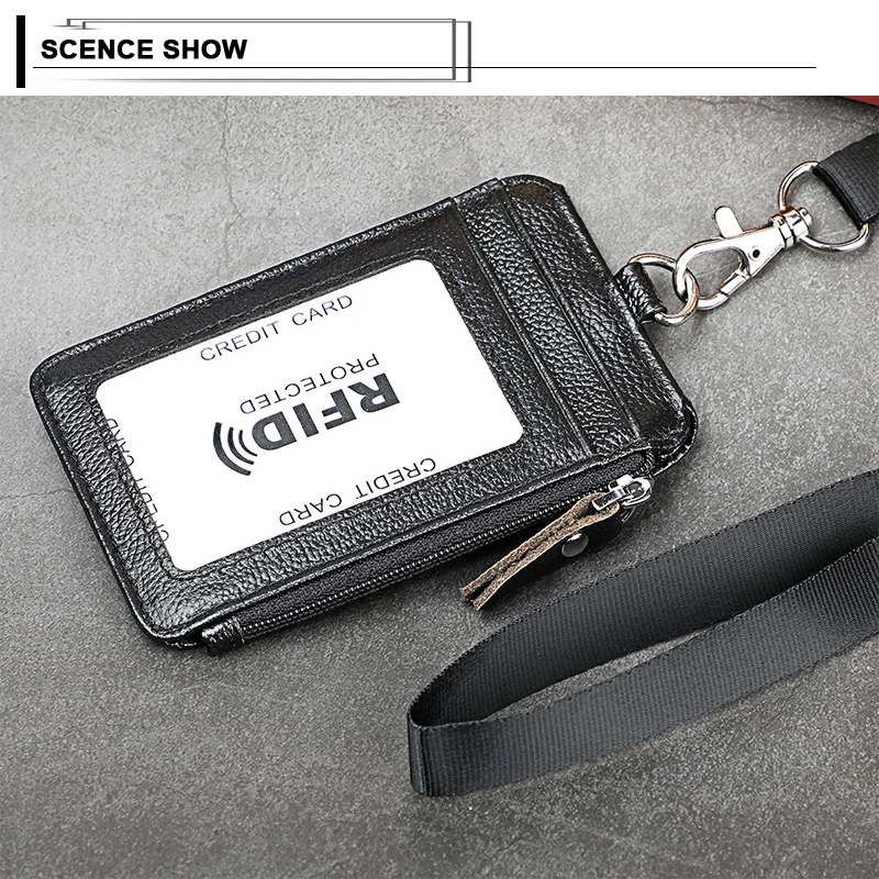 Мужской кошелек из натуральной кожи, RFID тонкий, много слотов для карт, держатель для карт, на шею, многофункциональный, Одноцветный, мужской кошелек для монет