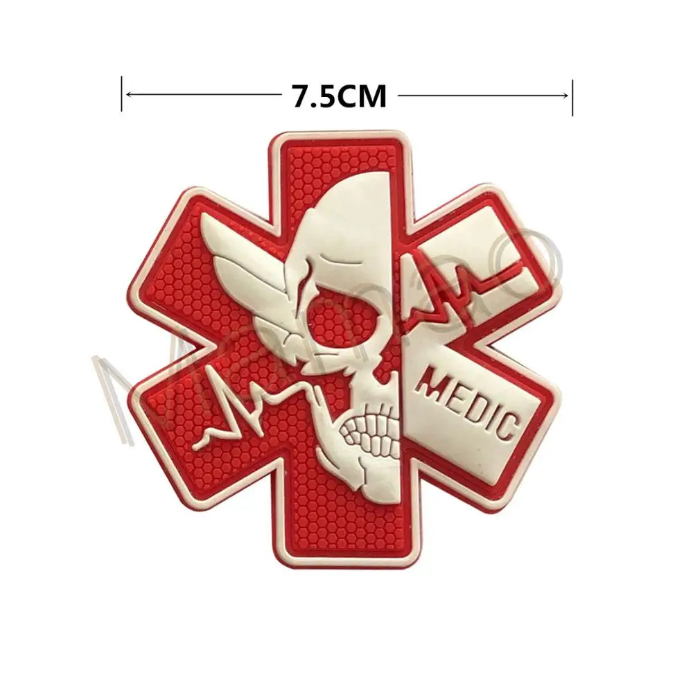 3D ПВХ резиновая медицинская нашивка фельдшер медицинский пластырь EMT медицинская помощь Боевая тактическая череп военные застежки-крючки значок