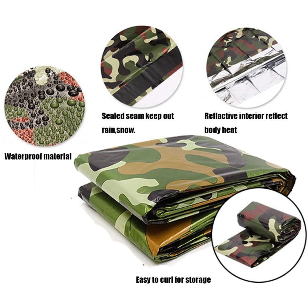 Outdoor Portable PE Emergency Survival Sleeping Bag Thermal Keep Warm Waterproof Emergency Blanket Camping Hiking Sun Protection