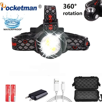 

Powerful Headlight Brightest T6+COB LED Torch 360 rotation Head Lamp USB Rechargeable Waterproof Best Camping Flashlight Outdoor