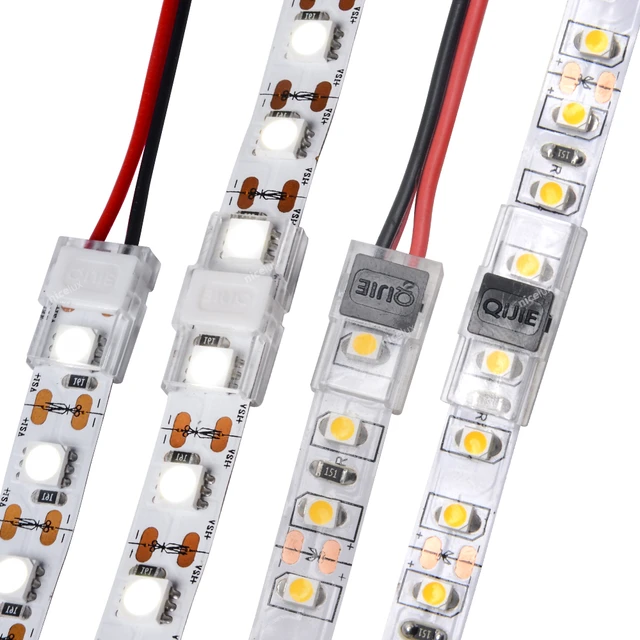 Mini connecteur de bande LED mince, 2 broches, 12V, 24V, 8mm, 10mm, IP20,  épissure de bande lumineuse, 2835, 3528, 5050 en infraction, profil CE, 10  pièces - AliExpress