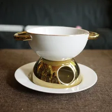 Керамический Золотой шоколадный фондю/Подогрев шоколадного мороженого горшок