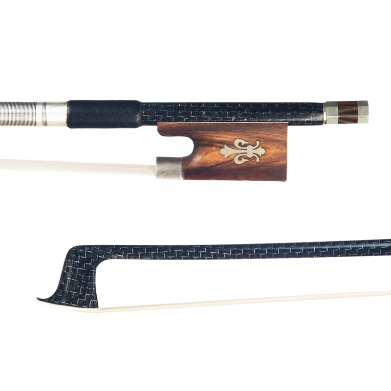 Carbon Fiber Violin Bow 4/4 Silver Braided with Ox Frog High Quality for 4/4 Violin Horsehair Violin Parts& Accessories