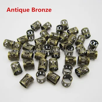 

100Pcs-500pcs Antique Bronze/Red Copper Micro adjustable hair braid dread dreadlock beads cuffs clips rings tube Accessories