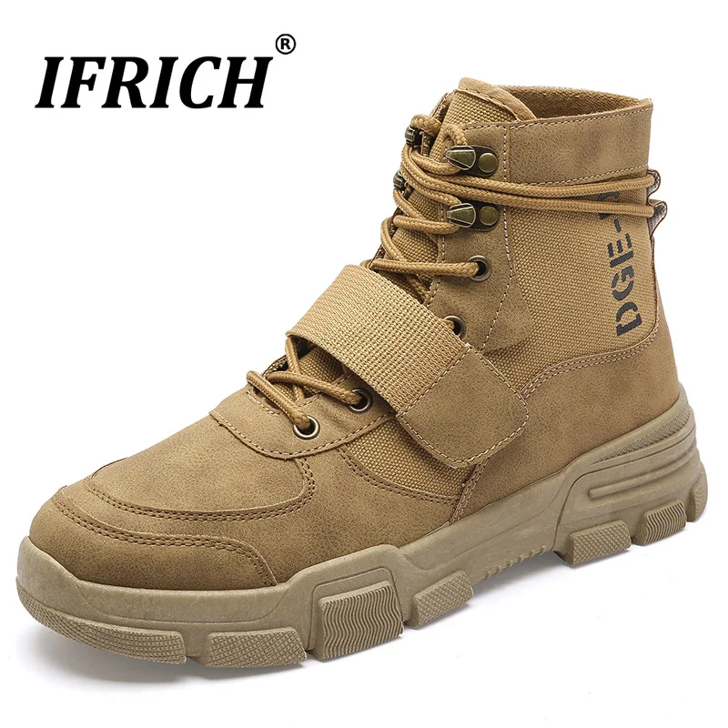 

Autumn Brown Mens Martens Boots Men Non Slip Working Safety Boots Youth Flat Causal Shoes PU Leisure Shoes for Man Size 48