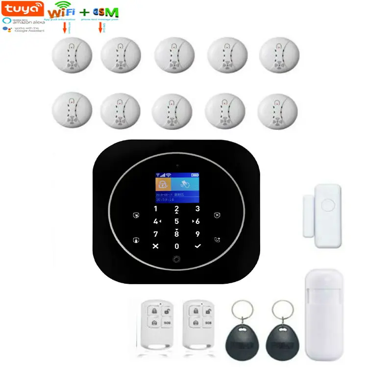 WIFI Wireless Smart Home Security Alarm System with Full Touch Host Alarm Tuya APP Control SMS Alarm WIFI Wireless Smart Home Security Alarm System with Full Touch Host Alarm Tuya APP Control SMS Alarm