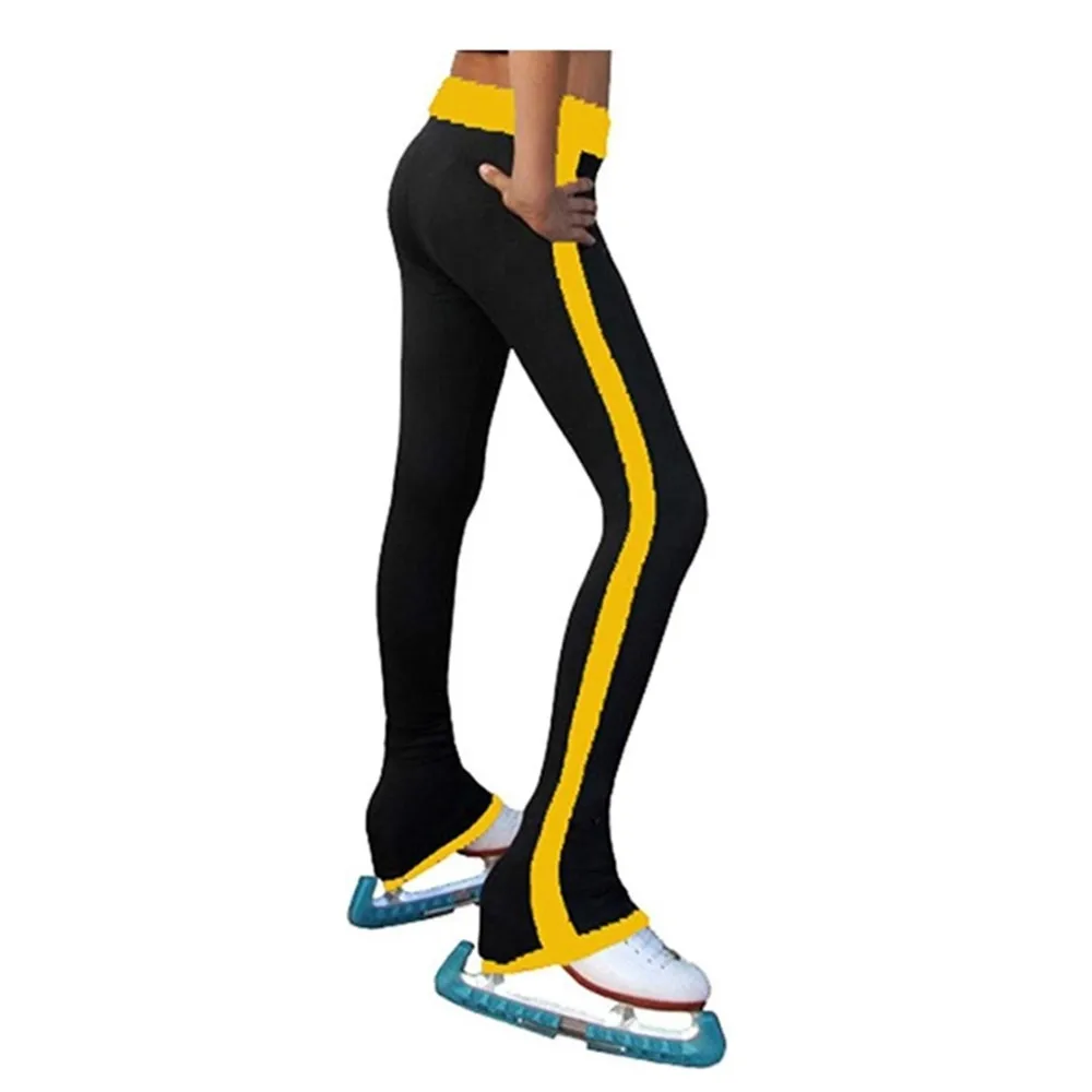 Ice Figure Skating Pants Women's Girls Stretch Fabrics Multicolor Vertical Color Stripes Blue Purple Training Teens Kids