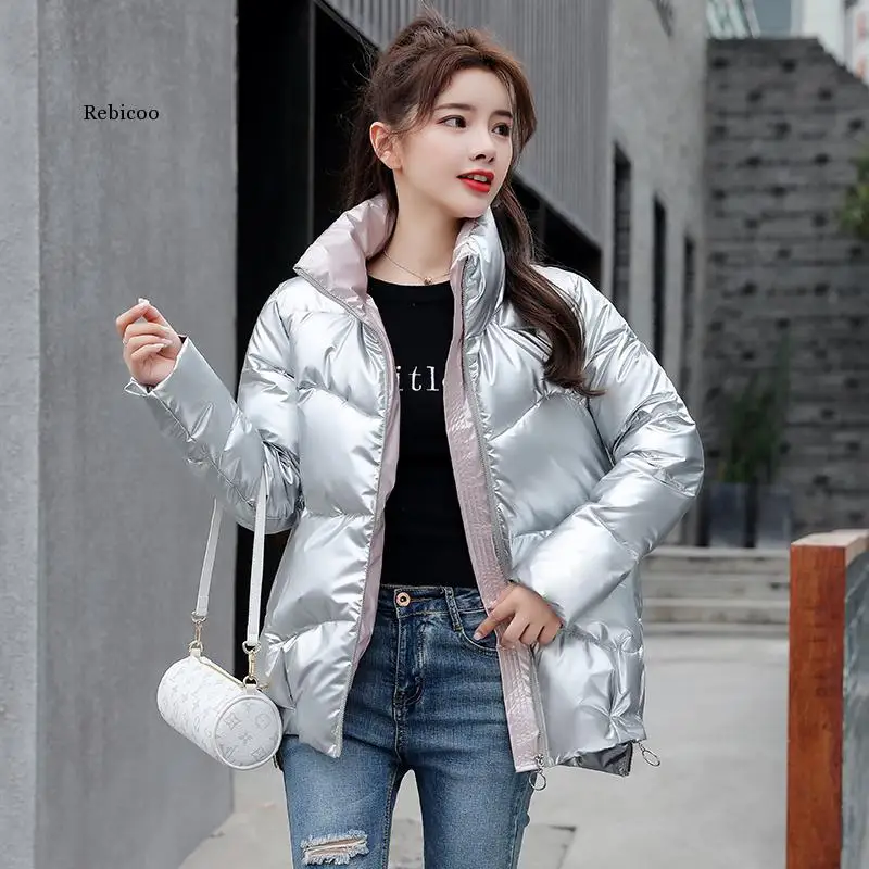 Women Cotton Jacket Glossy Bright Winter Coats for Women's Waterproof Cotton Coat Female Winter Warm Thick Parka