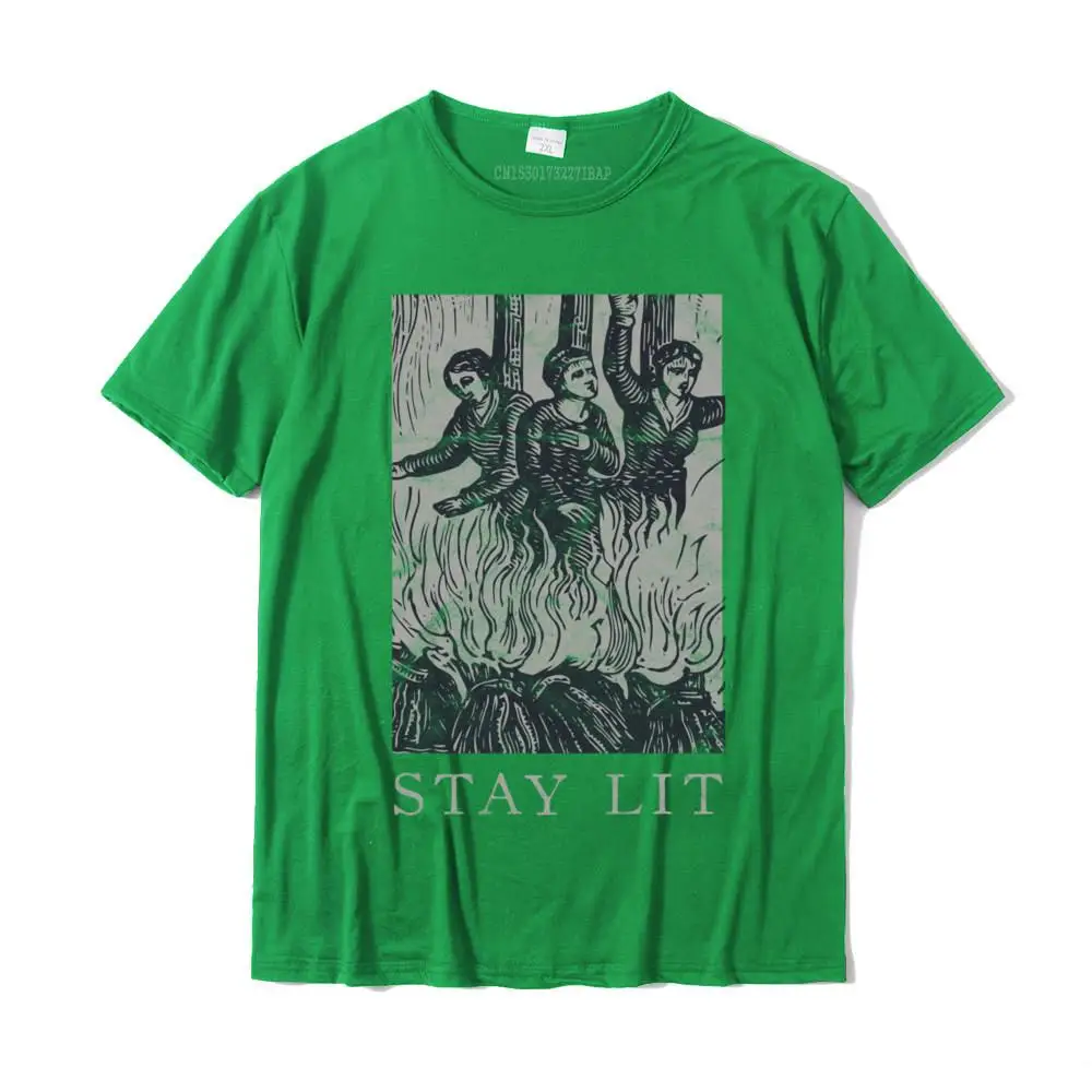 Discount Europe Design Short Sleeve Tshirts NEW YEAR DAY O-Neck 100% Cotton Fabric Tops Shirt for Men Tshirts Printed Occult Stay Lit Satan Devil Hell Unholy Antichrist Witch Long Sleeve T-Shirt__32796 green