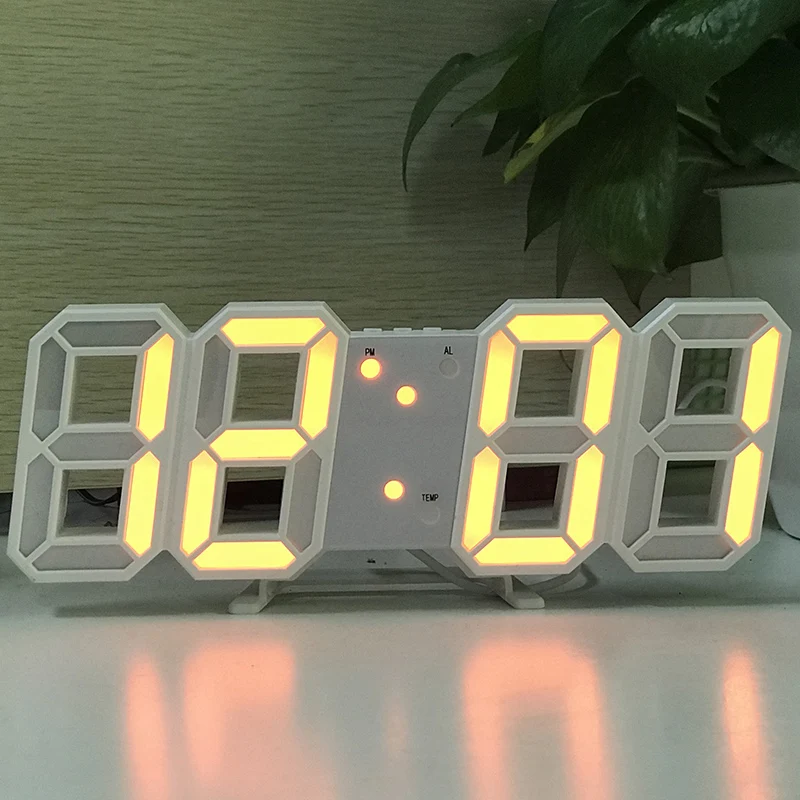 Цифровой будильник времени Мини светодиодный настенные часы WithTime портативные цифровые часы ночной Светильник Волшебные часы - Цвет: Yellow