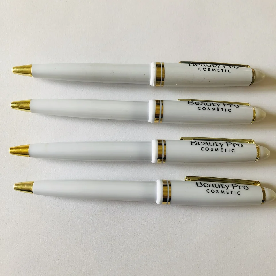 Plastic Ballpoint Pen White Pens With Custom Logo Promotion Roller Ballpen  Promotional Plastic Pen With Customized Logo - Ballpoint Pens - AliExpress
