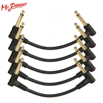 

5pcs Guitar Pedal Patch Audio Cable 6.35mm Plug Electric Guitar Effect Pedal Audio Connector Cord Copper Wire with Leather Tie