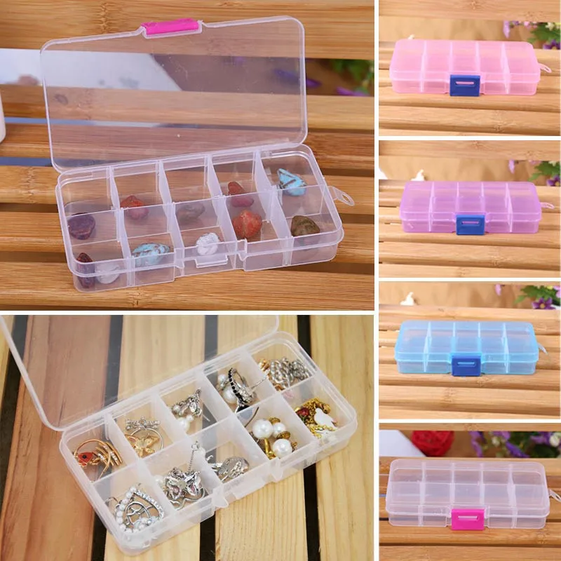 

10 Grids Box For Cosmetics Penteadeira Makeup Organizer Box Container Pills Jewelry Beads Pills Nail Art Tips Storage Case Box
