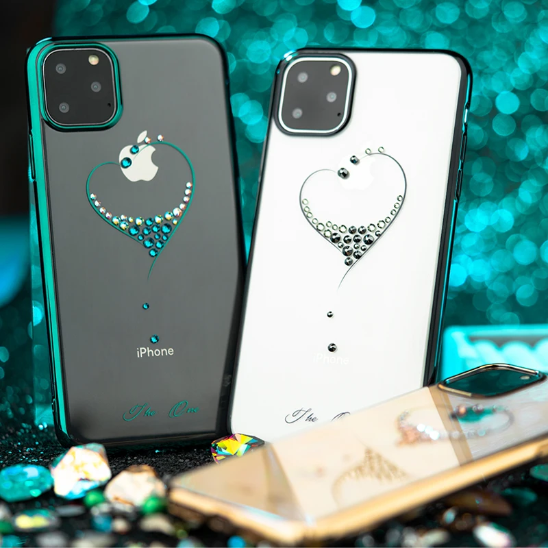 Гальванический Прозрачный блестящий чехол для телефона для iPhone 11/11 Pro/11 Pro Max жесткий противоударный чехол-накладка с кристаллами и бриллиантами Kingxbar