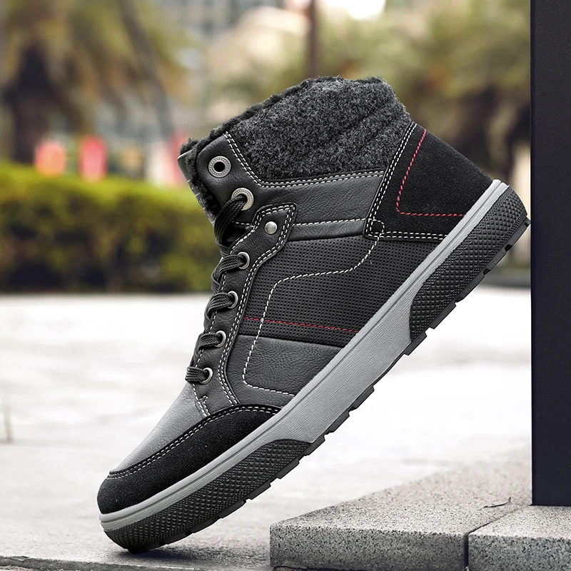 BlackMenShoes TANTU/высокие походные ботинки для мужчин; Водонепроницаемая уличная походная обувь; Флисовая теплая обувь для альпинизма; кожаные треккинговые ботинки - Цвет: BlackMenShoes