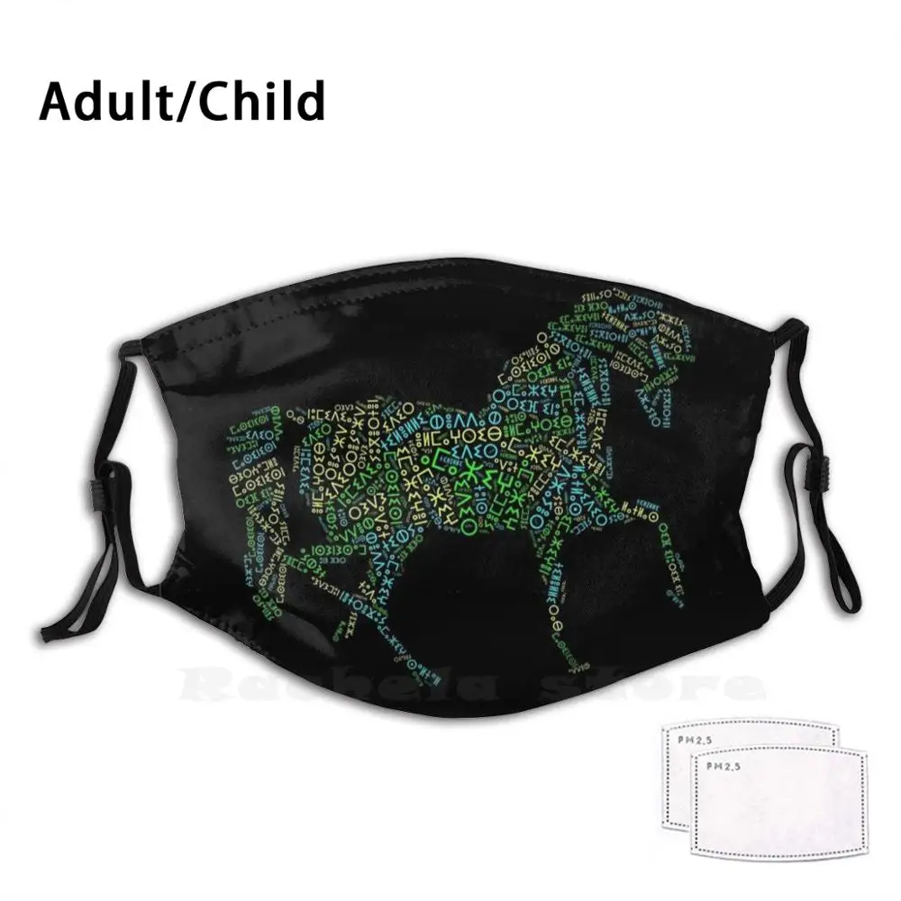 

World Flag Amazigh Horse Alphabet Funny Print Reusable Filter Face Mask Rouicha Amazigh World Flag Amazigh Tamazight Imazighen