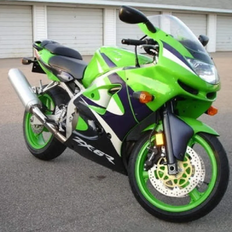 ABS пластик мотоцикл дорожный обтекатель комплект для Kawasaki ZX6R 1998 1999 зелено черные