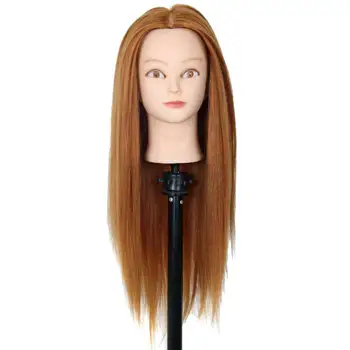 

22inch Hair Hairdressing Head Practice Training Yaki Synthetic Hair Doll Cosmetology Mannequin Heads Women Hairdresser Manikin