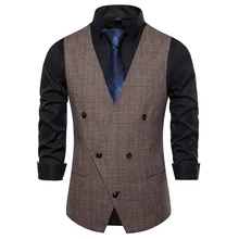 EBay, весна и осень, стиль, Повседневная мода, для мужчин, Ouma, большой v-образный вырез, британский стиль, клетчатый жилет, жилет