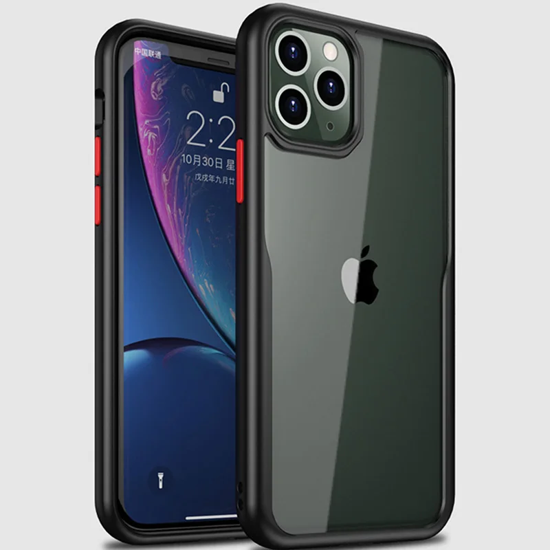 USLION чехол для телефона для iPhone 11 11 Pro прозрачный противоударный ТПУ и акриловый Простой Прозрачный задний Чехол для iPhone 11 Pro Max - Цвет: AC8392B