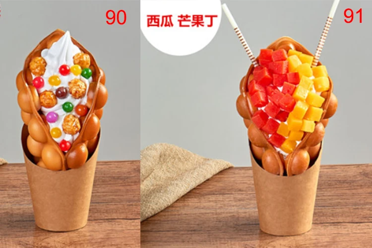 Fake Ice Cream Egg Waffle Model Display Sample Simulation Food Eggettes Puff Egg Bubble Waffle Model Dessert Props Display