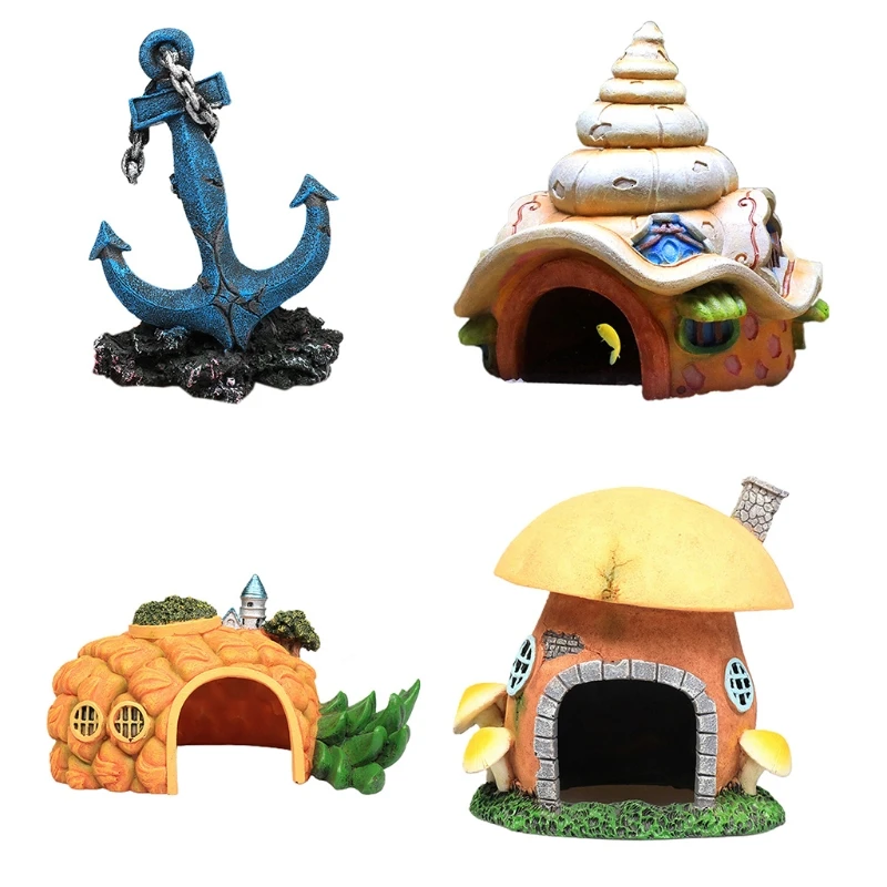 583A Aquarium Resin Decoration Fish Tank House Hideouts Landscape Accessories 4 Style | Дом и сад
