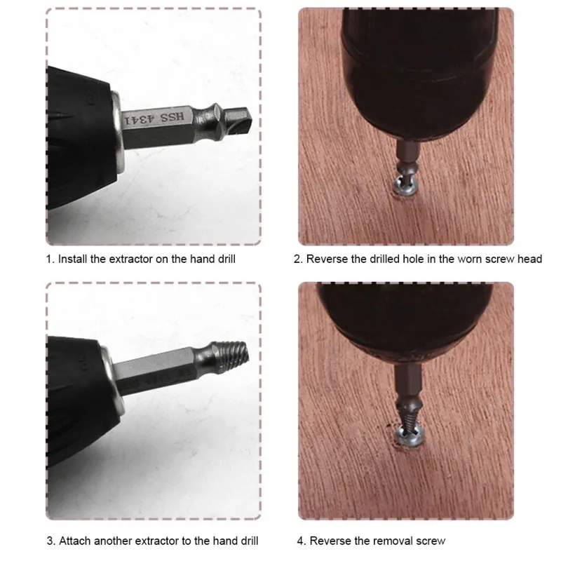 4 шт. двойная головка высокой твердости машина ремонт сломанное устройство для извлечения проволоки поломки Винт экстрактор сверла набор инструментов для автомобиля