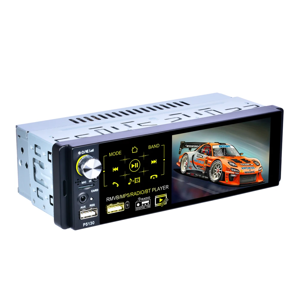 P5130 4,1 дюймов 1 Din Bluetooth Сенсорный экран Мультимедиа MP5 плеер Авто стерео радио с RDS с Micophone и камера заднего вида