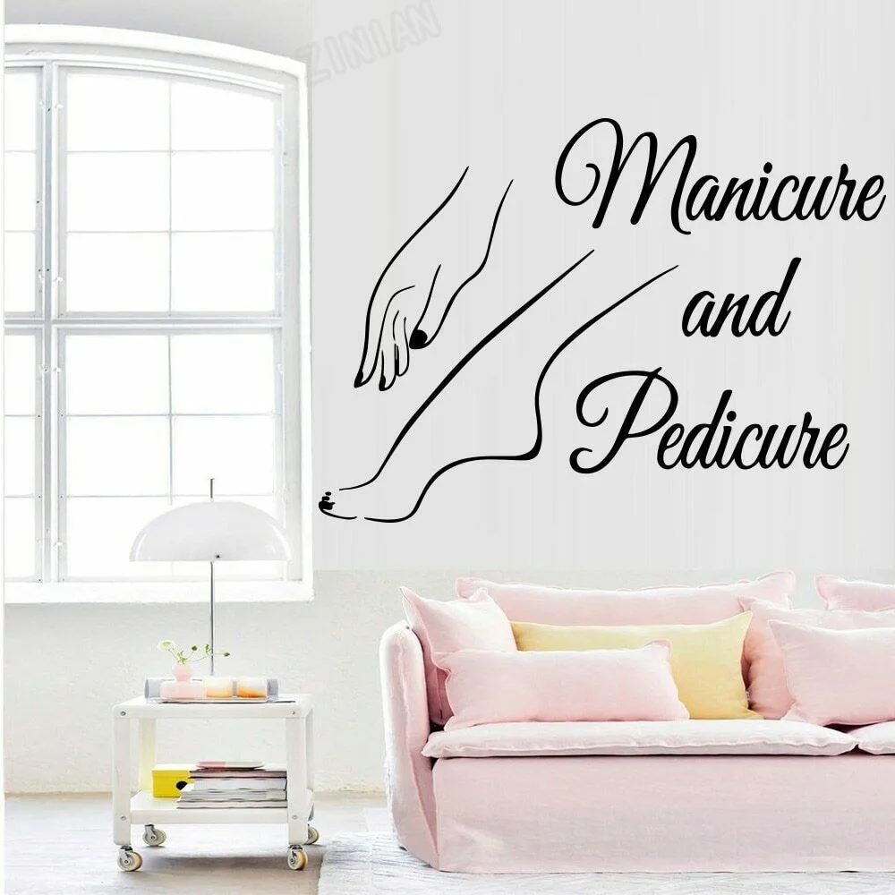 Nail Wall Sticker Decor Nail Salon Vinyl Pedicure Wall Decal For Beauty