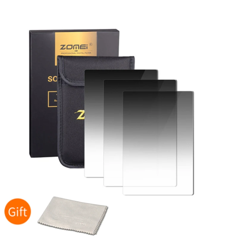 

Zomei 3 in 1 Gradient Grey Graduated ND 100*150mm Square GND ND16 ND4 ND8 filter Neutral Density for Cokin Z Lee Holder series