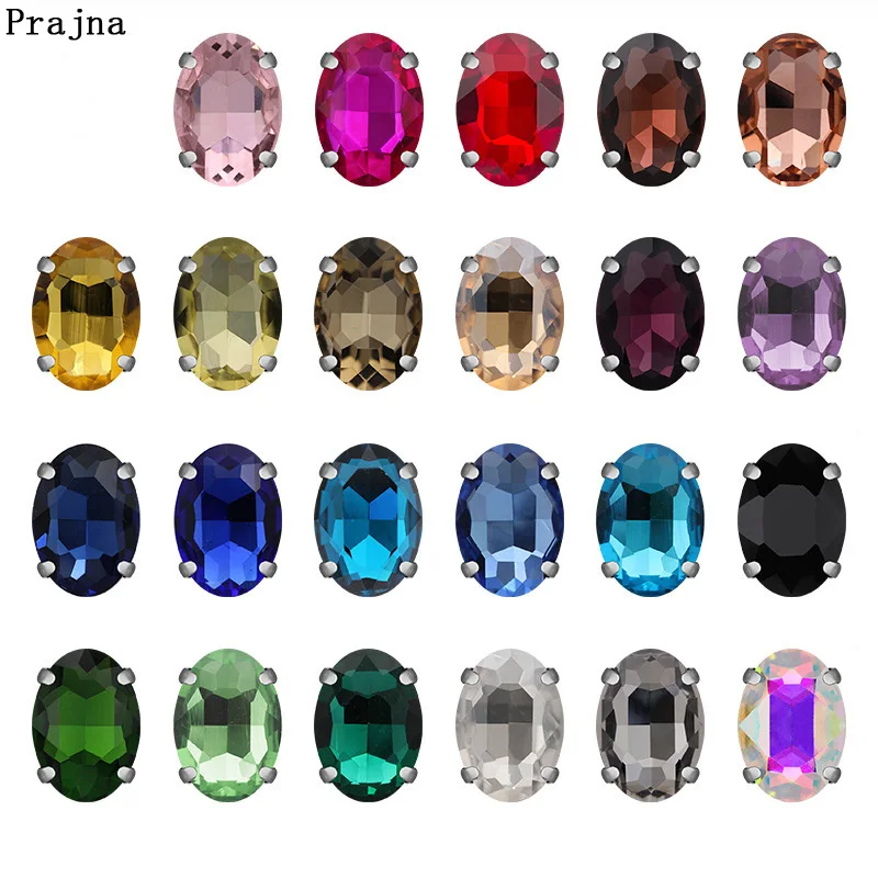 Prajna Claw Rhinestones Sew on AB Crystal Stone Strass Diamond Oval Glass Flat Back Rhinestone DIY Appliques for Wedding Dress | Дом и сад