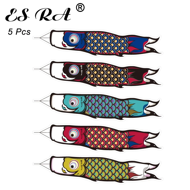 

Stickers Aesthetic 5 Pcs/Set Japanese Fish Flag Decal Pegatinas for Laptop Luggage Skateboard Bicycle Pitcher Waterproof PVC