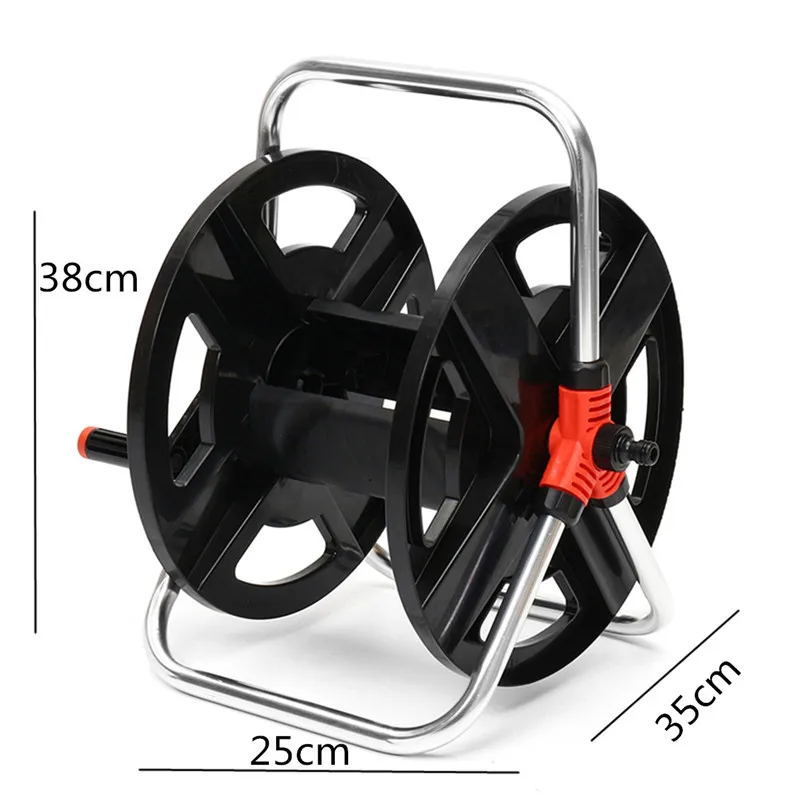 38x35x25cm Home Garden Hose Reel Holder Rack Pipe Storage Cart Gardening Water Planting Cart Aluminum Frame Irrigation Su