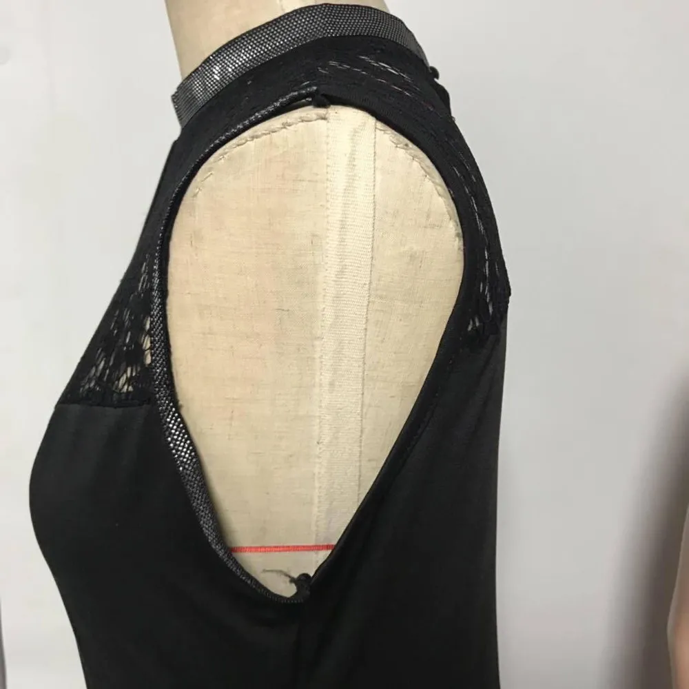 Tide Vogue Pop Tide красивые модные женские Лоскутные кружевные платья с круглым вырезом однотонные облегающие вечерние мини-платья без рукавов