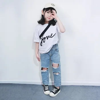 

2020 New Baby Girls Denim Holes Pants Summer Kids Girls Jean Pants 1-7 Years