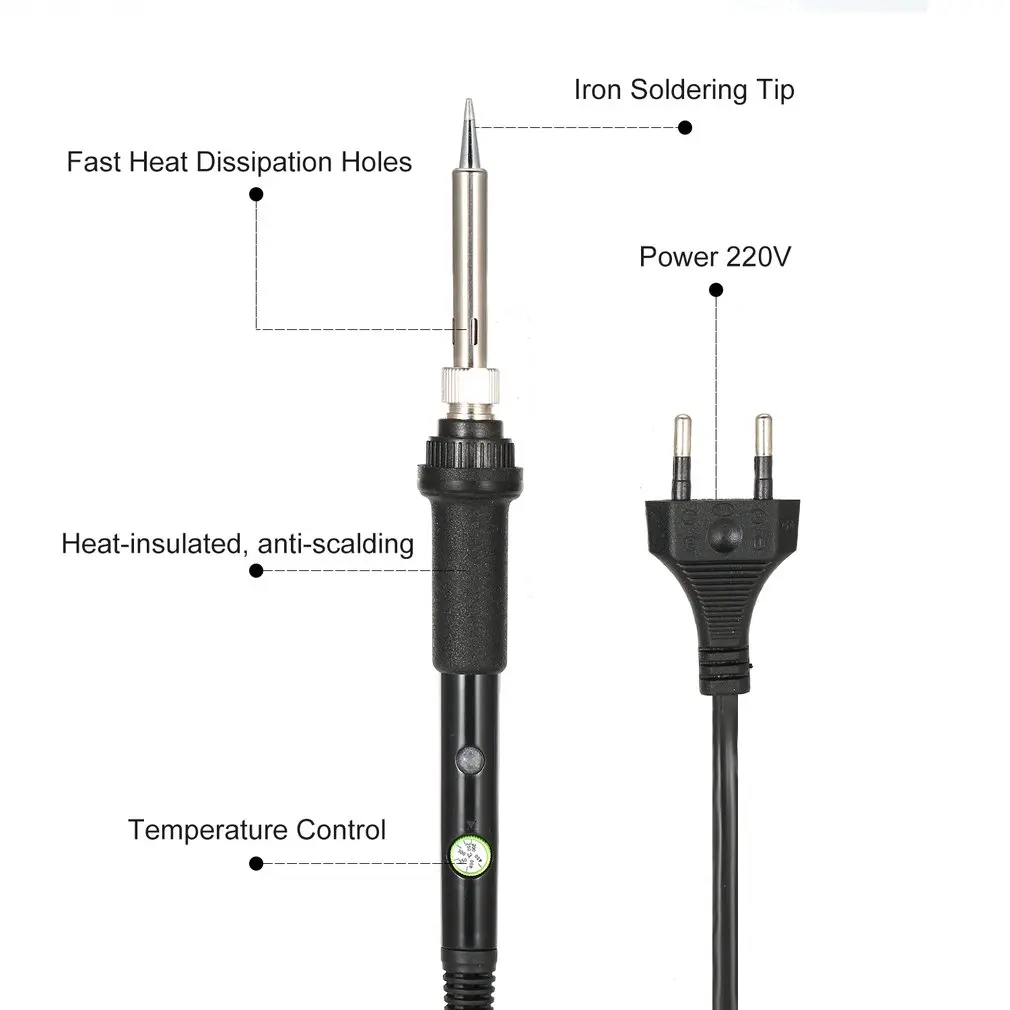 60W Electronic Soldering Iron Gun Welding Tool Temperature Adjustable Rework Repairing Tool Solder with LED Indicator