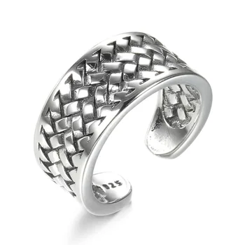

10 MM Width Lady 925 Sterling Silver Ring Jewelry Female Geometric Vintage Finger Ring Men Accessories Women Silver 925 Rings