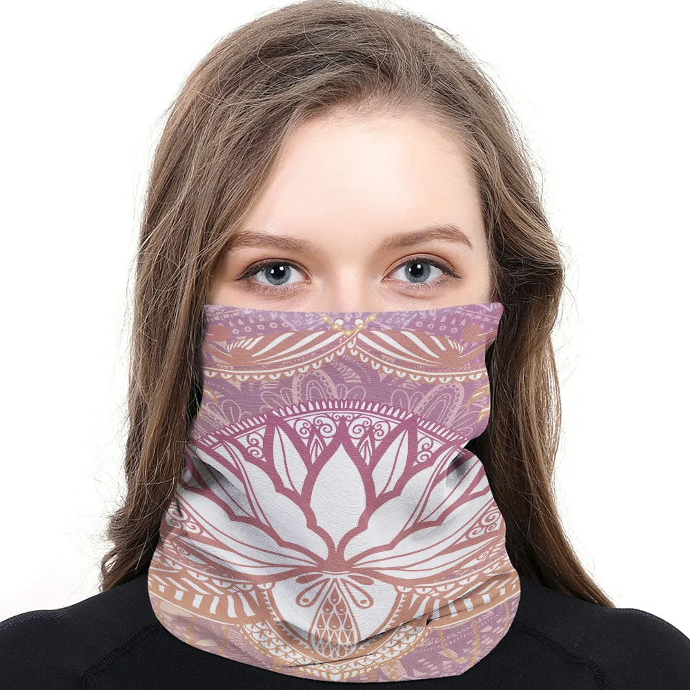 Мандала Цветы Фиолетовый градиент Лотос шеи Gaiter волшебный шарф мужские дамы
