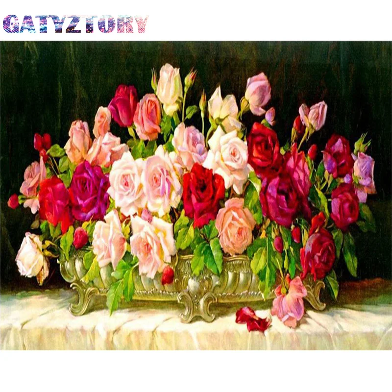 

GATYZTORY Full Square/Round Drill 5D DIY Diamond Painting Flowers Diamond Embroidery Cross Stitch 3D Decor