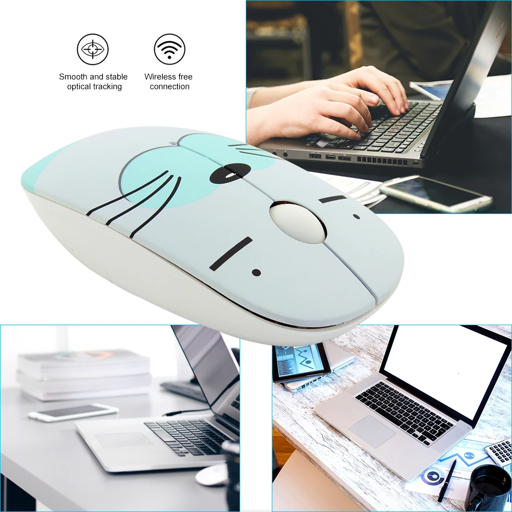 CHYI Беспроводная мини Usb компьютерная мышь для детей, Портативная оптическая 3d PC Mause, розовые, красные, синие Мультяшные милые животные мыши для ноутбука Macbook