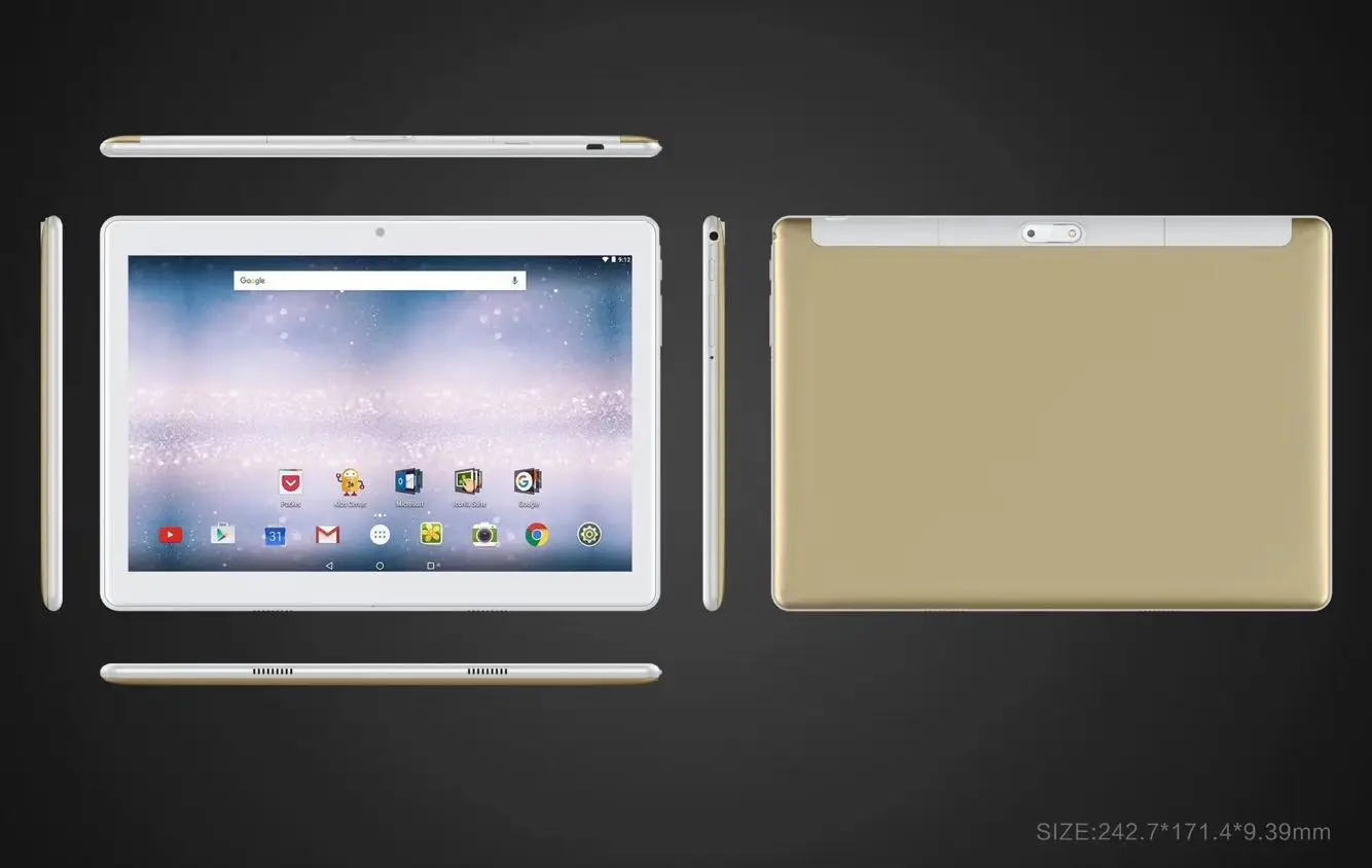 gold Металлический Чехол, 10 дюймов, Восьмиядерный, 3G, 4G, FDD, LTE, планшет, 6 ГБ ram, 128 ГБ rom, 1280*800, две камеры, 8,0 МП, Google, Android OS, gps - Комплект: gold