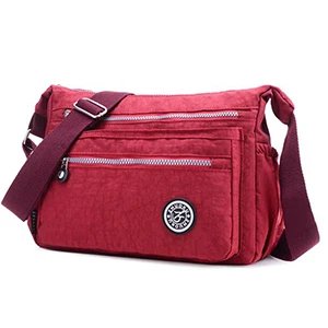 ZHUOKU Waterproof Nylon Single-shoulder Crossbody Bag - Цвет: Wine Red